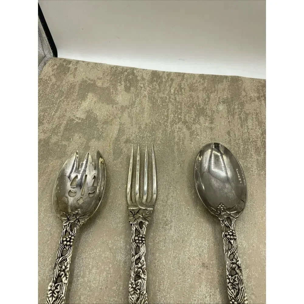 Godinger Made for Neiman Marcus, Grapevine Silver Plated 3 Piece Serving Set 9”